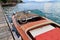 Wooden motor boat on alpine lake