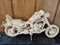 Wooden motorcycle model miniature close up