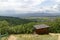 Wooden mountain shelter for rest near path toward Stob pyramids, west share of Rila mountain, Kyustendil region