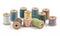 Wooden multicolored thread coils