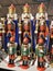 Wooden New Year Toys, Colorful Nutcrackers in a Row