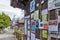 Wooden notice board at Murren mountain village situated in the Bernese Highlands in Switzerland