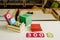 Wooden numbers in tables to learn mathematics in a Montessori classroom