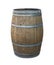 Wooden oak barrel with steel hoops gray, wooden old weathered classic technology wineries