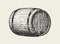 Wooden oak barrel. Wine, whisky, pub sketch. Hand drawn vintage vector illustration
