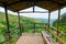 Wooden observation deck over the gorge in the picturesque mountains