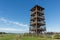 Wooden observation tower. Nature Park Beremytske, Chernihiv region, Beremytske village, Ukraine. Natural garden for thematic, eco-