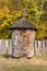 Wooden old ancient beehive, made from a tree trunk