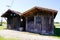 Wooden old ancient oyster hut in oysters port of l`herbe in lege cap ferret