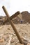 Wooden old christian religious cross at the Lipez ruins in Bolivia