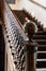 Wooden old decorative balusters, Ancient wooden stairs. decorative railings carved from wood