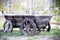 Wooden old wagon. Antique installation