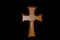 Wooden Olive Wood Cross Black Background