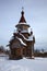 Wooden orthodox church in winter near Kirillov, Russia