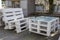 Wooden outdoor furniture from white pallets