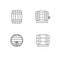 Wooden outline barrel set. Collection of linear pictograms for brewery or winery. Vector icon design