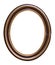 Wooden oval frame for paintings, mirrors or photo isolated on white background. Design element with clipping path