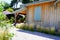 Wooden oyster hut in oysters port of l`herbe in lege cap ferret