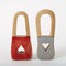 Wooden padlocks with keyhole hearts red gray color