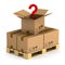 Wooden pallet with cargo box on and question white background. I