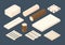 Wooden pallet. Isometric cargo containers and packages timber vector wooden set