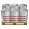 Wooden pallet with kegs, on white background.