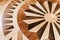 Wooden parquet with round vintage pattern