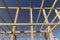 the wooden part of the prefabricated structure of a frame building