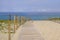 Wooden path access in sand dune beach at Cap-Ferret ocean atlantic arcachon in gironde france