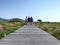 Wooden path through marsh