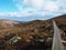 Wooden path in national park Wicklow mountains in Ireland, Glendalough