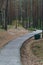 A wooden path among pine trees in the dunes of the Gulf of Riga