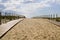 Wooden path to access the beach in Lege Cap-Ferret gironde france