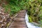 Wooden pathway above water at Plitvice National Park in Croatia