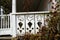 Wooden patterns on the porch of the house of Count Leo Tolstoy`s estate in Yasnaya Polyana