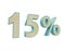 Wooden percent with turquoise color 3d illustration