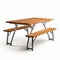 Wooden Picnic Table For Camping On White Background