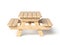 Wooden picnic table Front view 3D