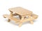 Wooden picnic table Top view 3D