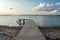 Wooden pier at the calm Baltic Sea in scenic evening light