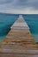 The wooden pier of the Doctor`s Cave Beach in Montego bay, Jamaica