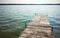 Wooden pier at Drawsko lake, maximum depth of 80 m makes it the second deepest lake in Poland