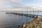 Wooden pier at Dutch lake in the early morning