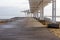 Wooden pier at morning at Dead Sea