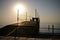 Wooden pier, morning sun & sea