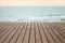 Wooden pier perspective with blue sea