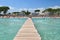 Wooden pier on Playa de Muro beach on Mallorca