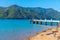 Wooden pier at Queen Charlotte sound at New Zealand