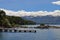 Wooden pier in Wooden pier in Los Arrayanes National Park.San Ca