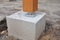 Wooden pillar on the construction site with